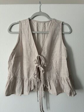 Tie front linen like top